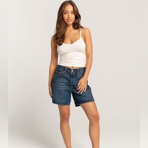 LEVI'S 501 Mid Thigh Womens Denim Shorts  Pleased To Meet You medium Wash